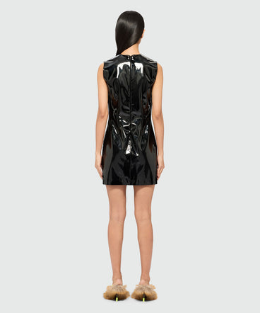 Black vinyl minidress