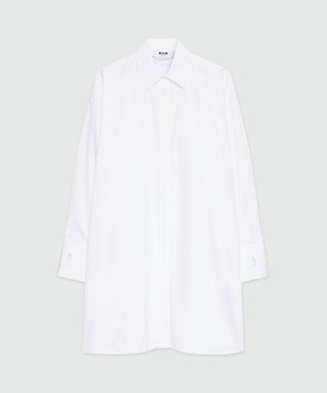 White poplin shirt dress