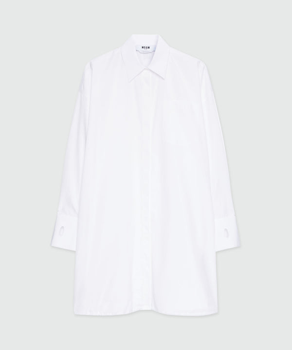 White poplin shirt dress