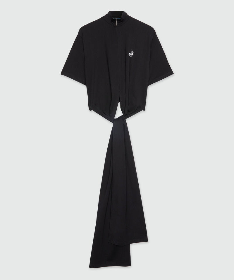 Black jersey T-shirt with tie-front 99 Women 