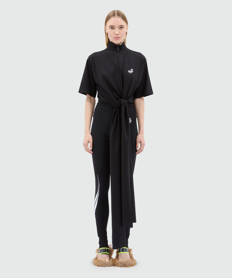 Black jersey T-shirt with tie-front 99 Women 