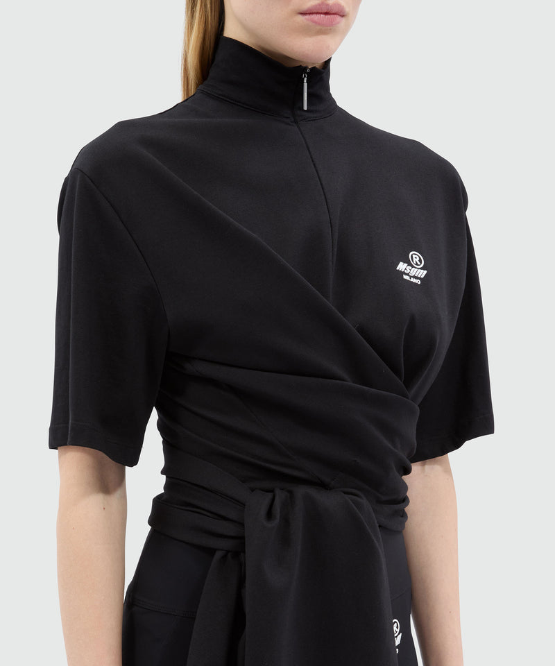 Black jersey T-shirt with tie-front 99 Women 