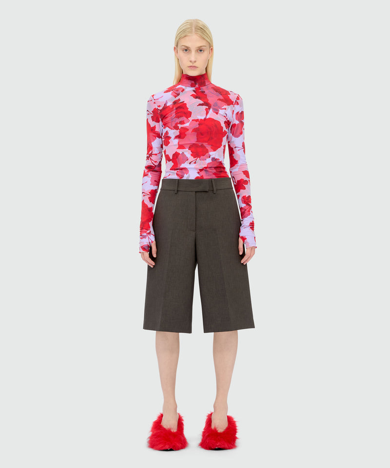 Anthracite twill Bermuda shorts 98 Women 