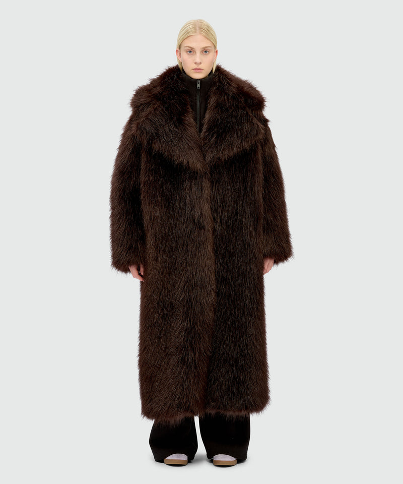 Long brown faux fur coat 30 Women 