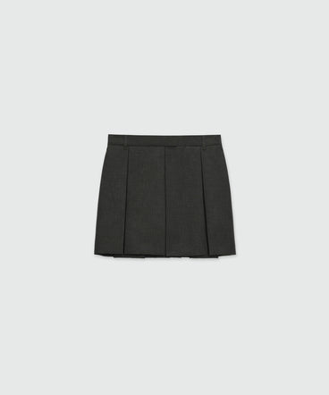 Charcoal pleated twill miniskirt