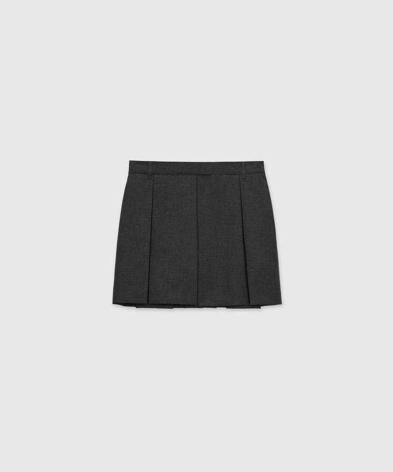 Charcoal pleated twill miniskirt 98 Women 