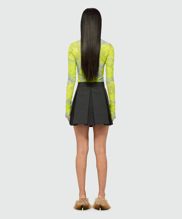 Charcoal pleated twill miniskirt