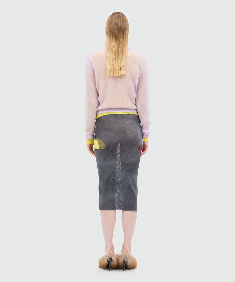 Black tulle midi skirt with "Roses bouquet" print 99 Women 