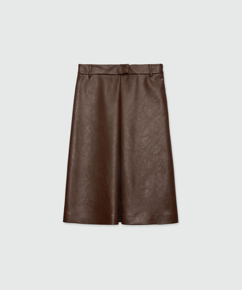 Brown hammered faux leather midi skirt 30 Women 
