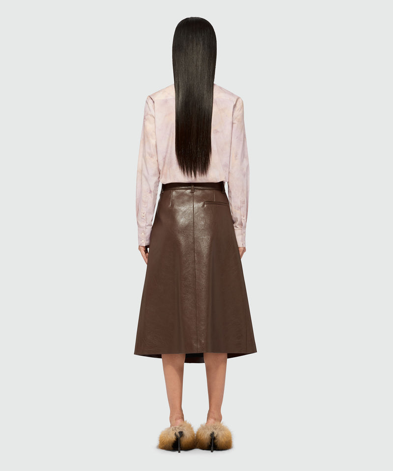Brown hammered faux leather midi skirt 30 Women 