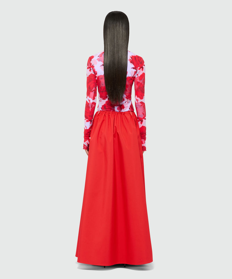 Long red nylon skirt with contrasting piping 18 Women 