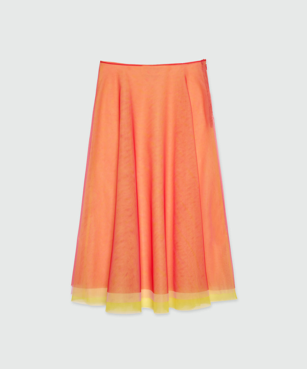 Red midi skirt in light multicolored tulle overlay - MSGM Official