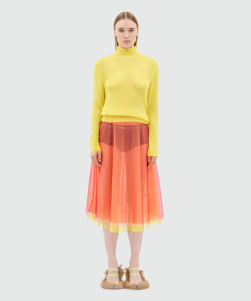 Red midi skirt in light multicolored tulle overlay 18 Women 