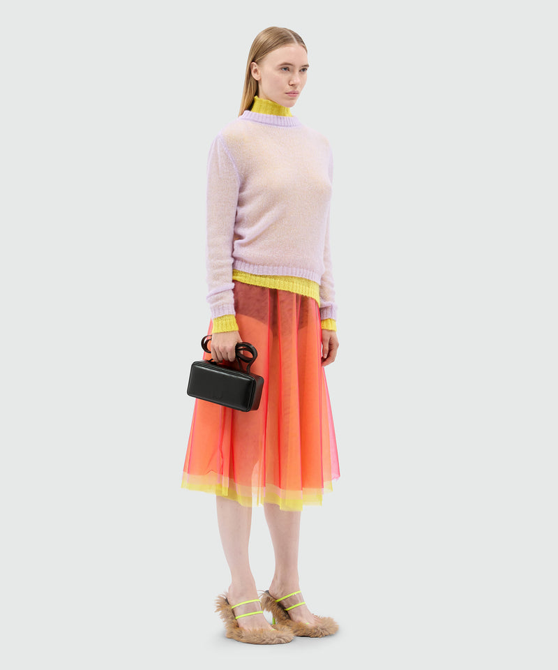 Red midi skirt in light multicolored tulle overlay 18 Women 