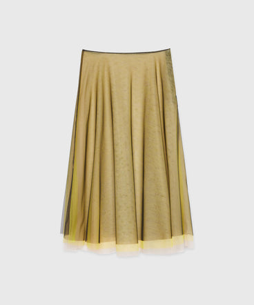 Black tulle midi skirt with chromatic layering