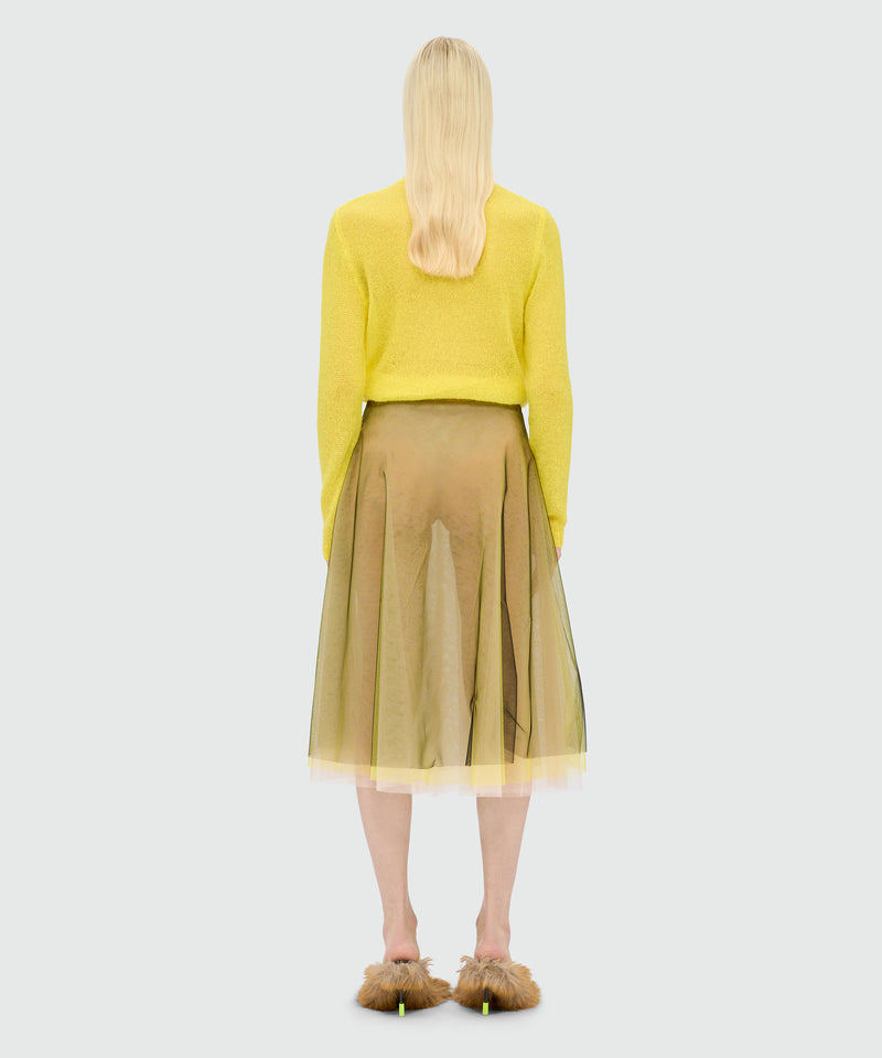 Black tulle midi skirt with chromatic layering 99 Women 