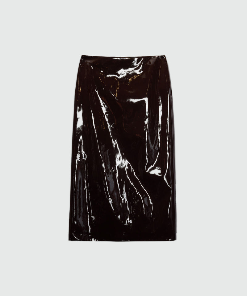 Brown vinyl midi skirt 30 Women 