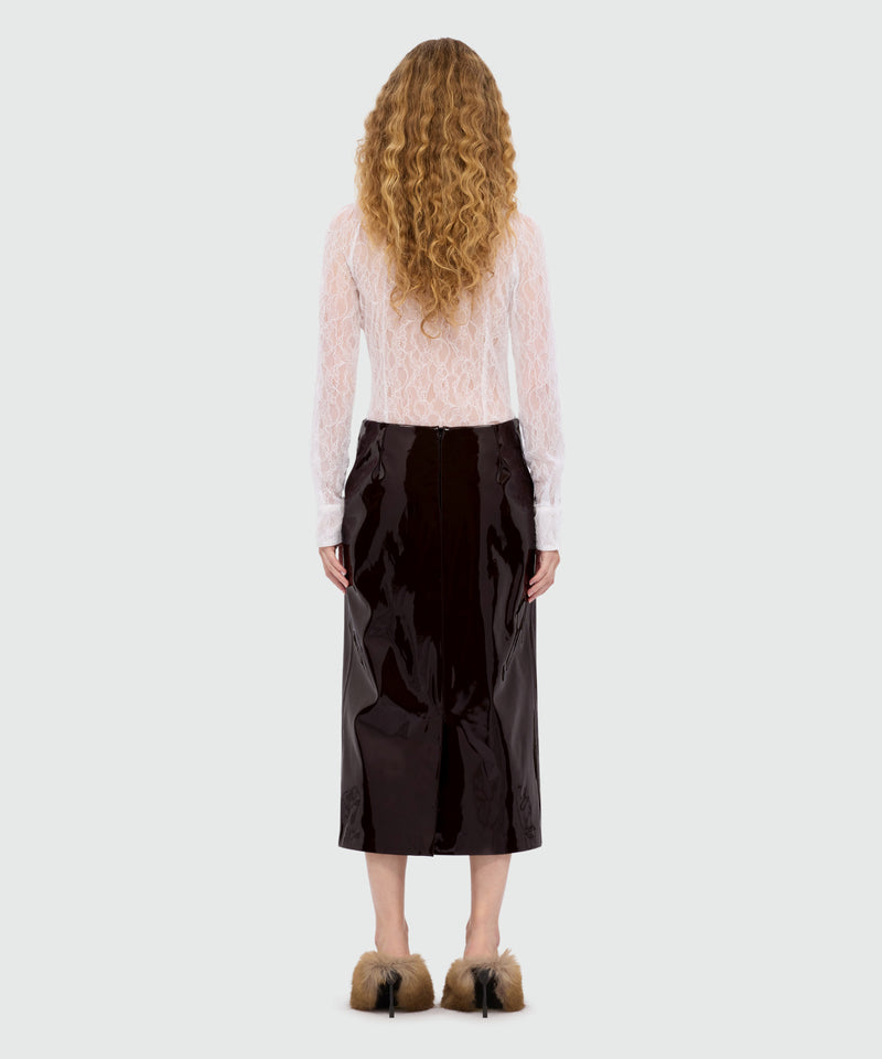Brown vinyl midi skirt 30 Women 