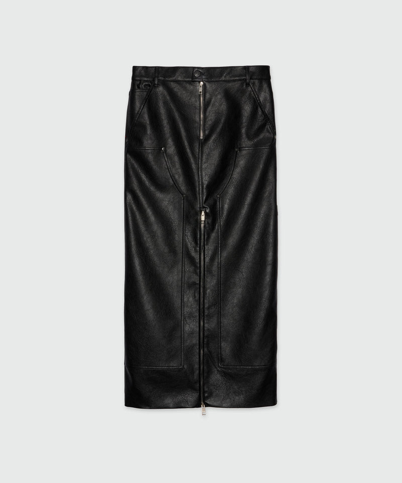 Long black skirt in hammered faux leather 99 Women 