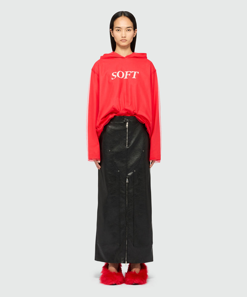 Long black skirt in hammered faux leather 99 Women 