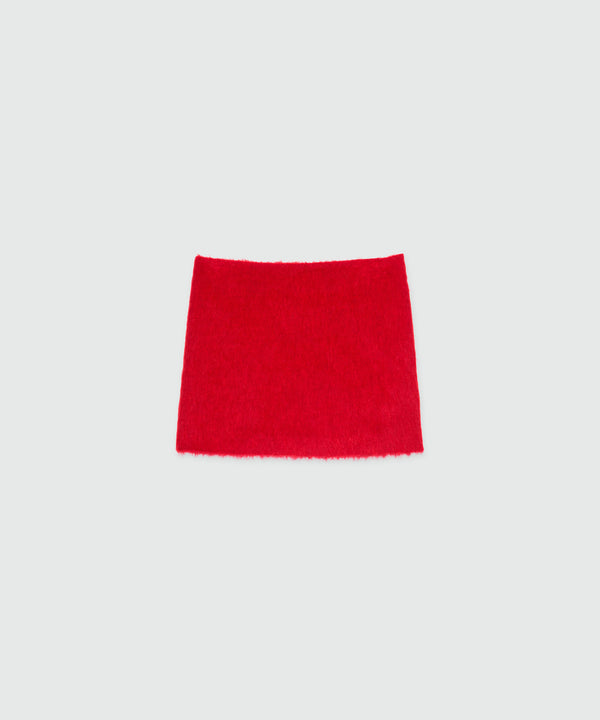 Red miniskirt in brushed wool felt