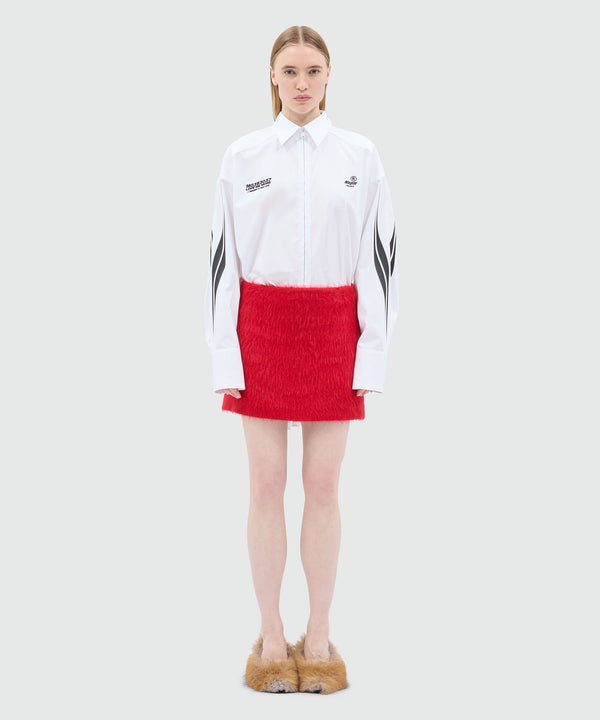 Red miniskirt in brushed wool felt