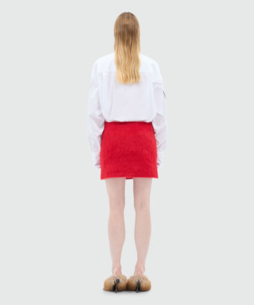 Red miniskirt in brushed wool felt