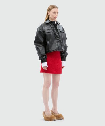 Red miniskirt in brushed wool felt