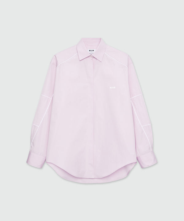 Pink poplin shirt with contrasting piping