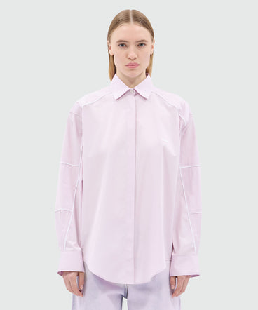 Pink poplin shirt with contrasting piping