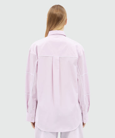 Pink poplin shirt with contrasting piping