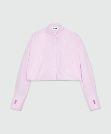 Pink poplin cropped shirt