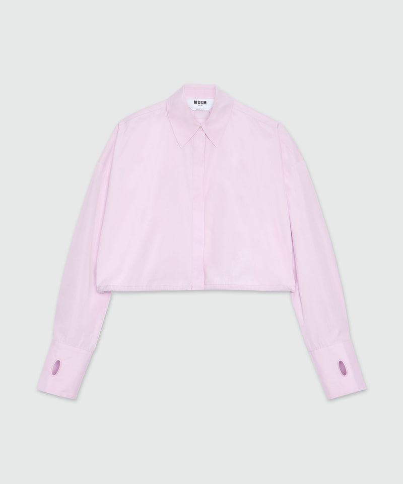 Pink poplin cropped shirt 12 Women 