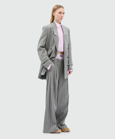 Pink poplin cropped shirt