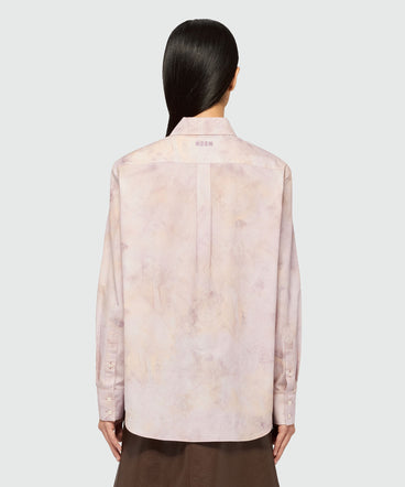 Pink poplin shirt with "Roses bouquet" print