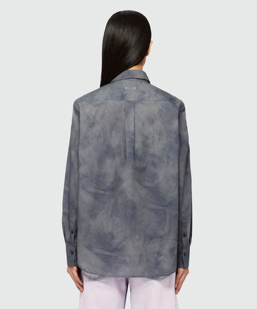 Black poplin shirt with "Roses bouquet" print