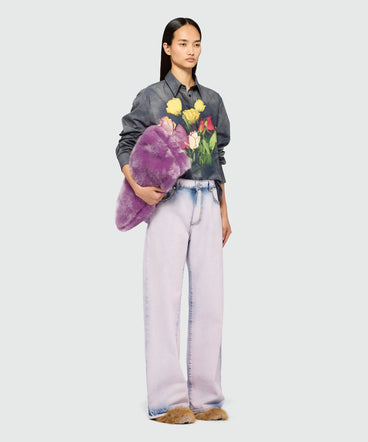 Black poplin shirt with "Roses bouquet" print