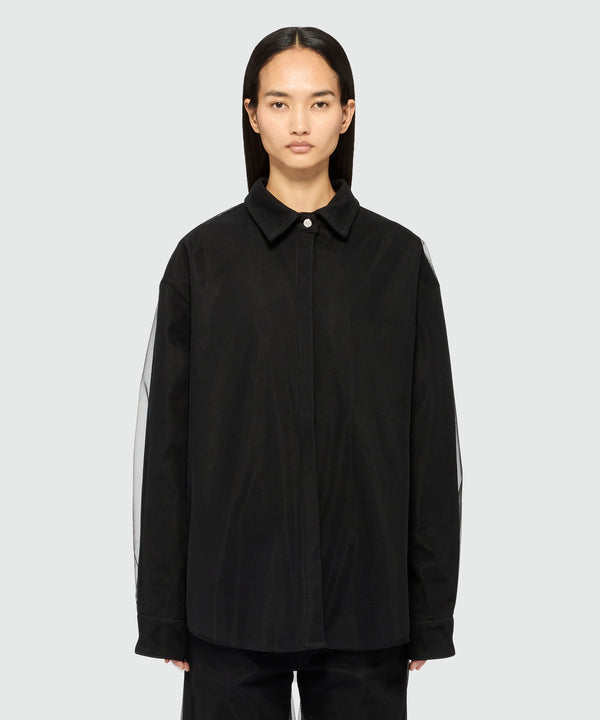 Black denim and tulle shirt