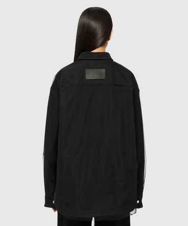 Black denim and tulle shirt