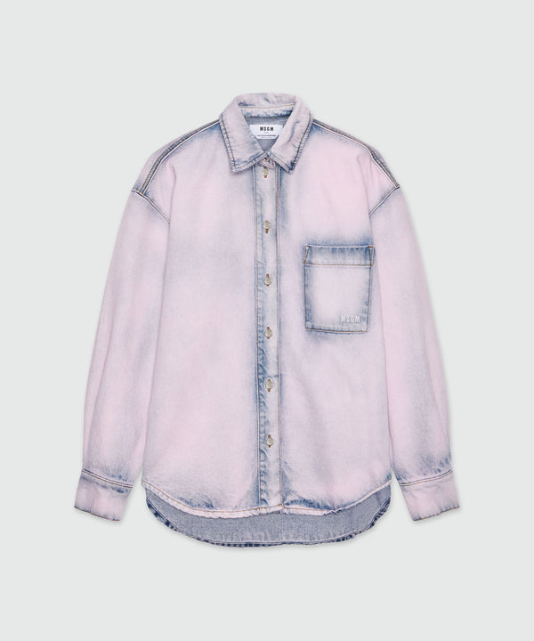 Pink overdyed denim shirt