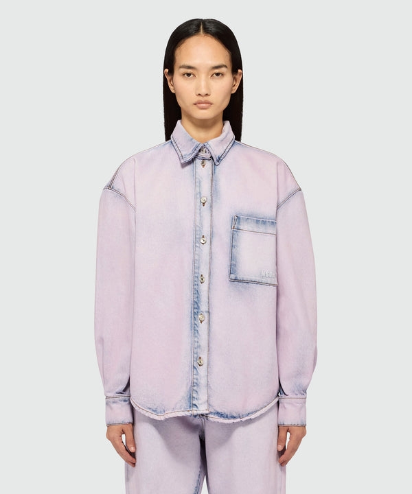 Pink overdyed denim shirt