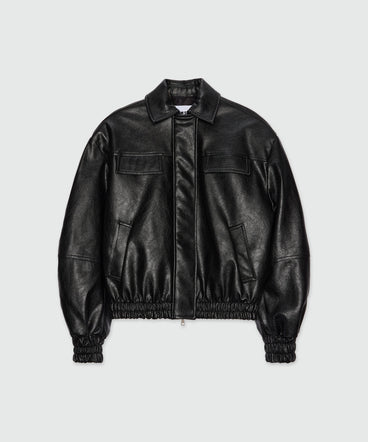Black hammered faux leather jacket