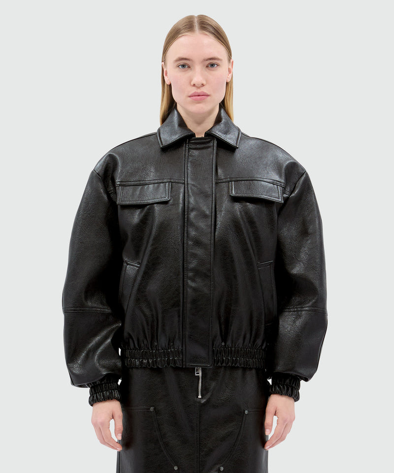 Black hammered faux leather jacket 99 Women 