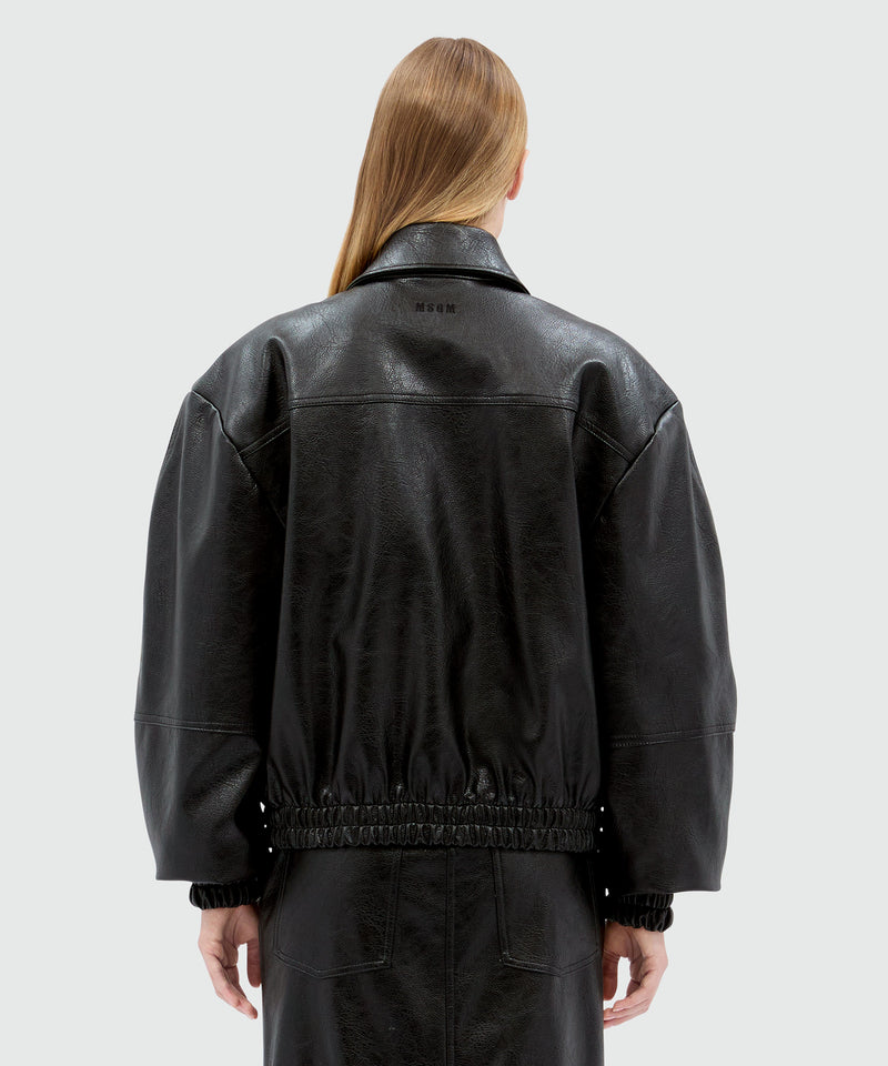 Black hammered faux leather jacket 99 Women 