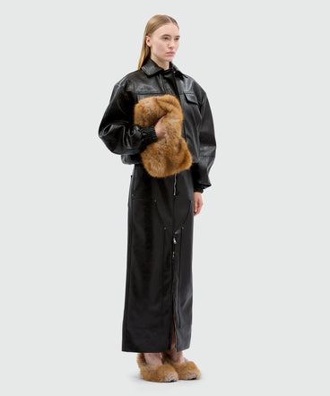 Black hammered faux leather jacket