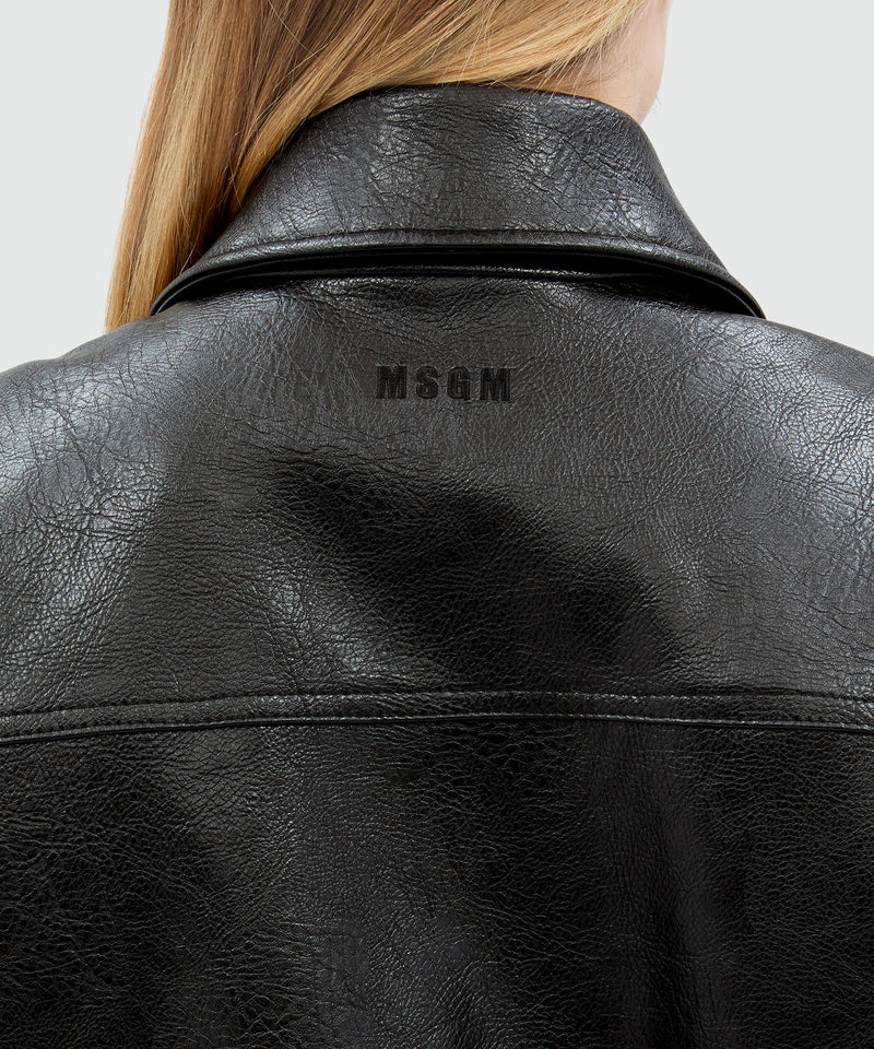 Black hammered faux leather jacket 99 Women 