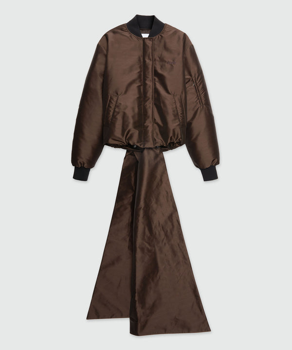 Bomber marrone in duchesse con drappi