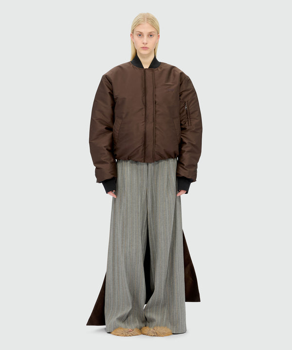 Bomber marrone in duchesse con drappi