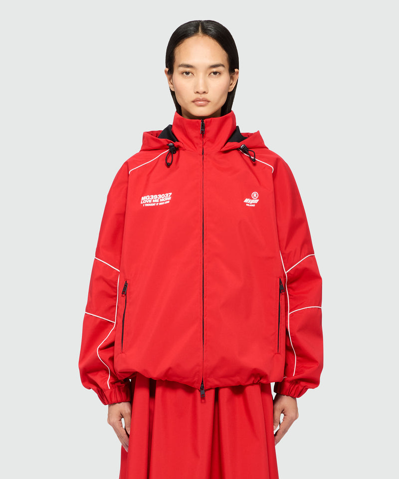 Red nylon jacket with contrasting piping 18 Women 