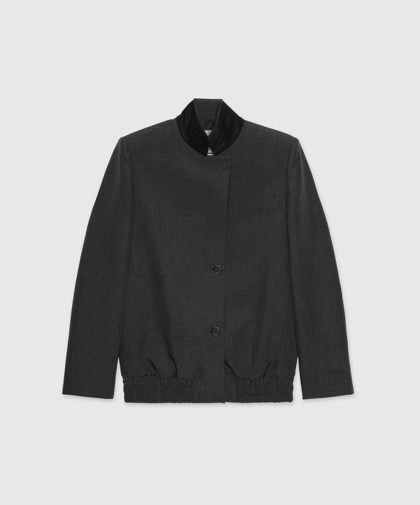 Anthracite jacket with twill lapels